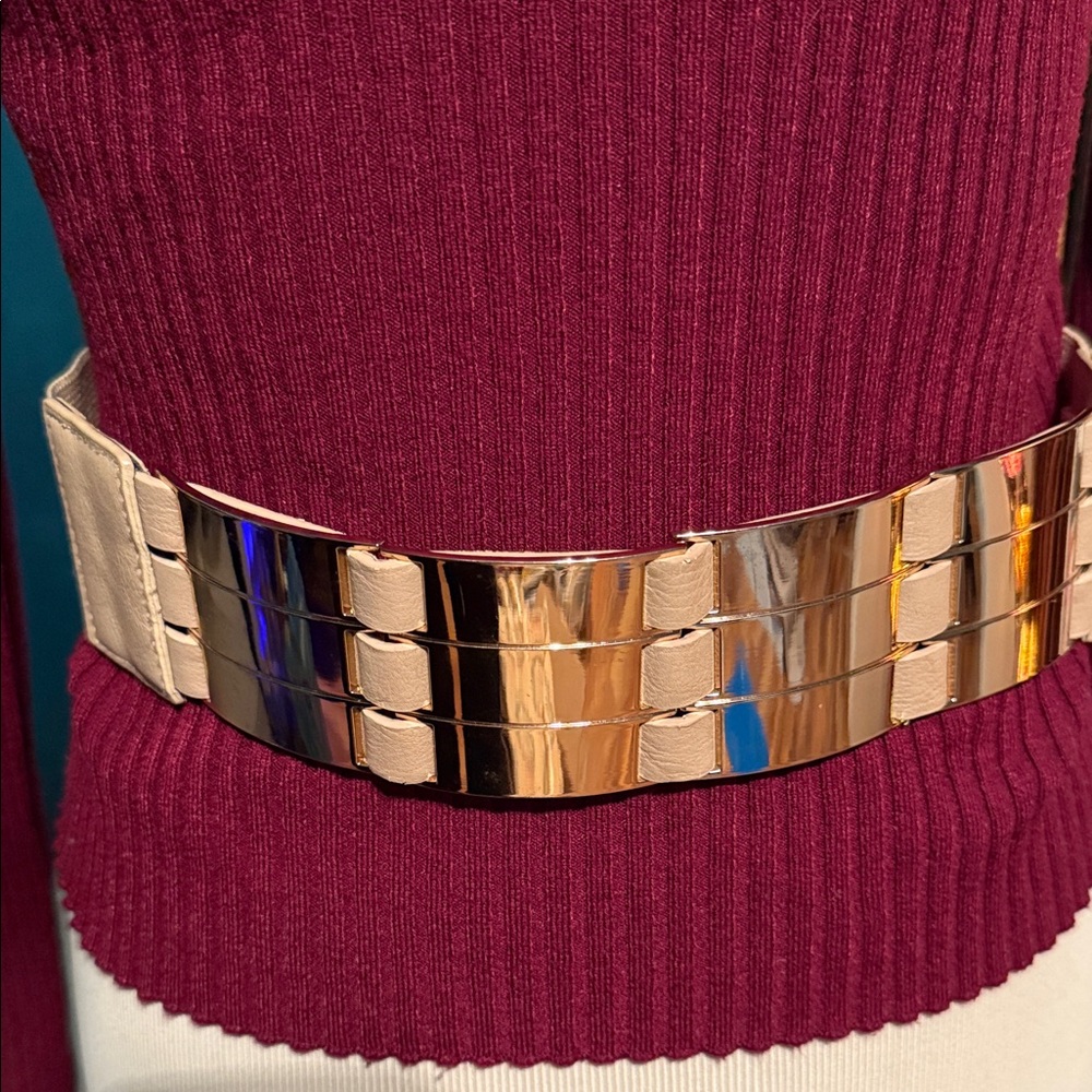 Gold and Beige Women's Belt